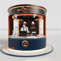 Thiết Kế Nội Thất Ấn Tượng Cho Tiệm Cafe Mang Đi: Module Hình Trụ Tròn và Vuông